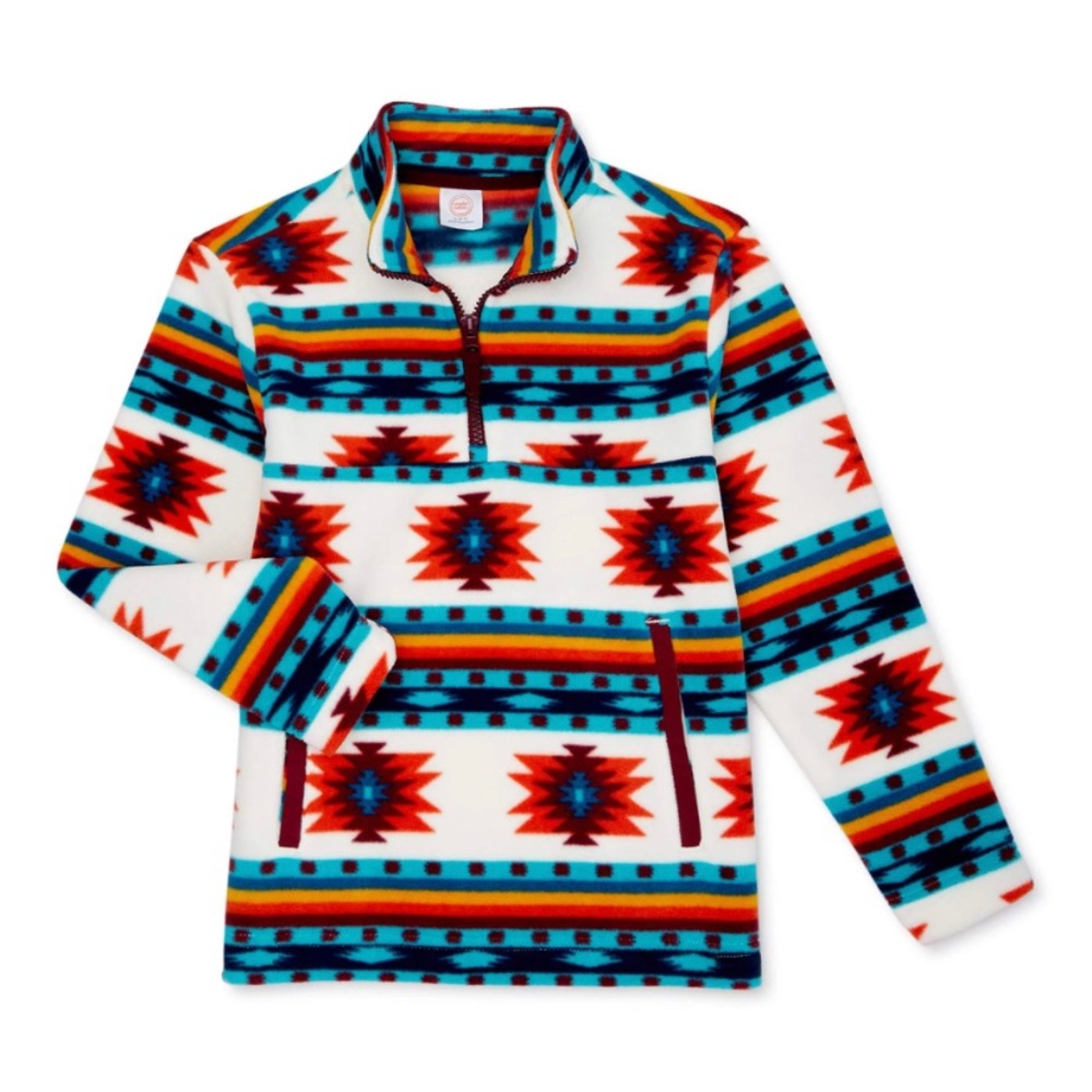 Aztec patterned quarter zip pullover